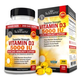 Suplemento de vitamina D3 de 5000 UI de Bioschartz con aceite de oliva