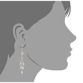 Aurora Borealis Cascade Beads and Sterling Silver Cable Chain Drop Lever-back Earrings