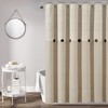 Lush Decor Beige Linen Woven Cotton Shower Curtain, Farmhouse Button