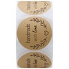 Hybsk Natural Kraft Olive Branch Handmade with Love Stickers 1.5"