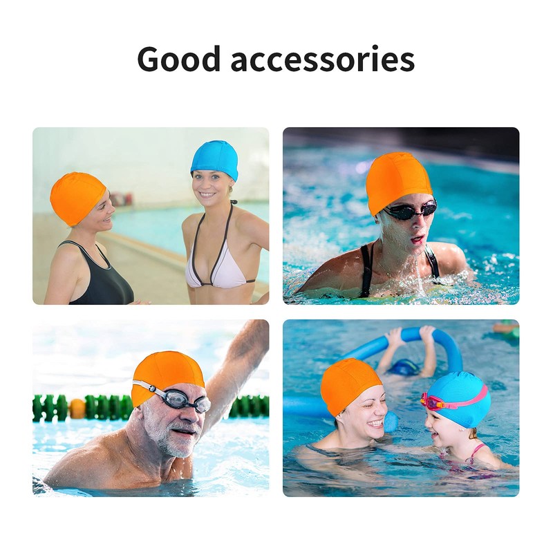 2 Pieces Elastic Swim Caps Comfortable Fabric Swimming Hat Lightweight