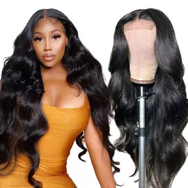 Urshiney Body Wave Lace Front Wigs Human Hair 4x4 HD Lace Closure Human Hair Wigs Body Wave Lace Closure Wigs Pre Plucked With Baby Hair 180% Density Natural Color 12 inch