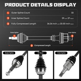 Front Left or Right CV Axle Shaft Assembly 3.6L 4.0L Fits for Chrysler Town & Country 08-16, for Dodge Grand Caravan 08-20, for Ram C/V 12-15, for Volkswagen Routan 3.6L 2011, 2009-2010 4.0L