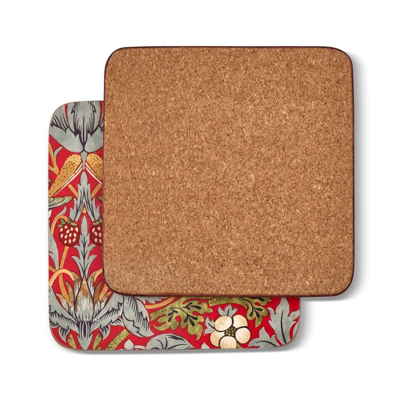 Pimpernel Morris & Co Strawberry Thief Red Coasters, Set of