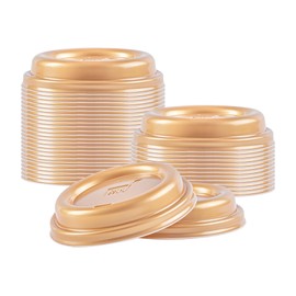 Restaurantware Coffee Cup Lids Only For 8, 12, 16 and 20 oz Cups 25 Pack Of Disposable Gold Hot Cup Lids Leakproof Plastic Drink Covers Elevated Spout Air Flow Vent For Latte Espresso Beverages