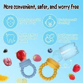 KOSMOX Chupon para Fruta, Mordedera para Bebe Congelar Libre de BPA, Bandeja Congeladora de Alimentos para Bebés, Chupones para bebe 0 a 3 Meses, Chupones para Alimentacion Complementaria Bebe, Fresh Food Feeder