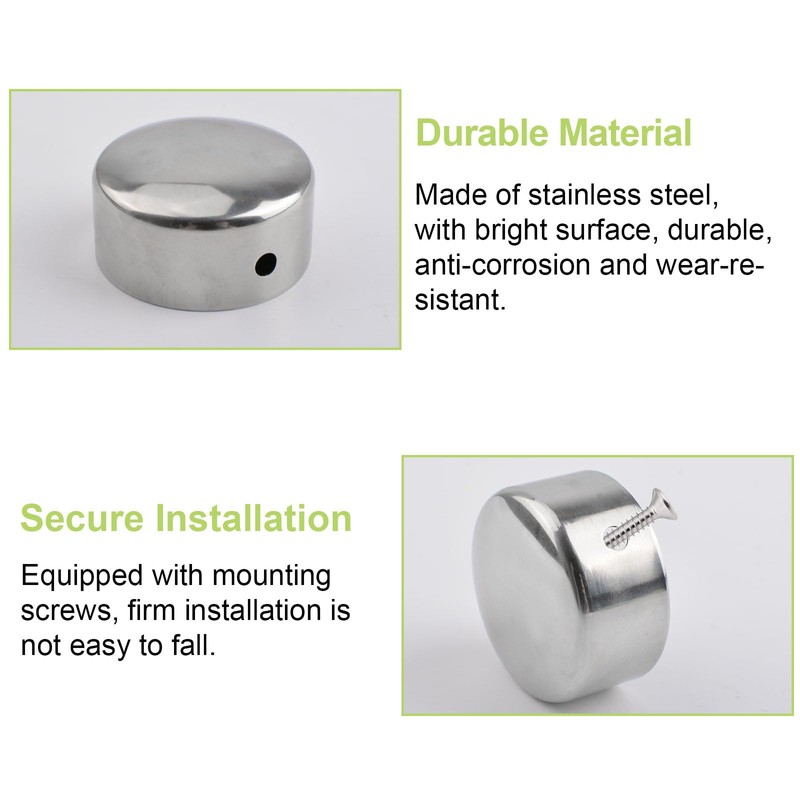 UFURMATE Handrail End Cap, 4PCS 201 Stainless Steel Round Handrail