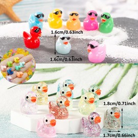 Mini Ducks 50 Pack Tiny Ducks Christmas Little Ducks Mini Resin Animals Figures to Hide Small Plastic Ducks Figurines Glow in the Dark for Miniature Garden Accessories Micro Landscape Gifts Colorful