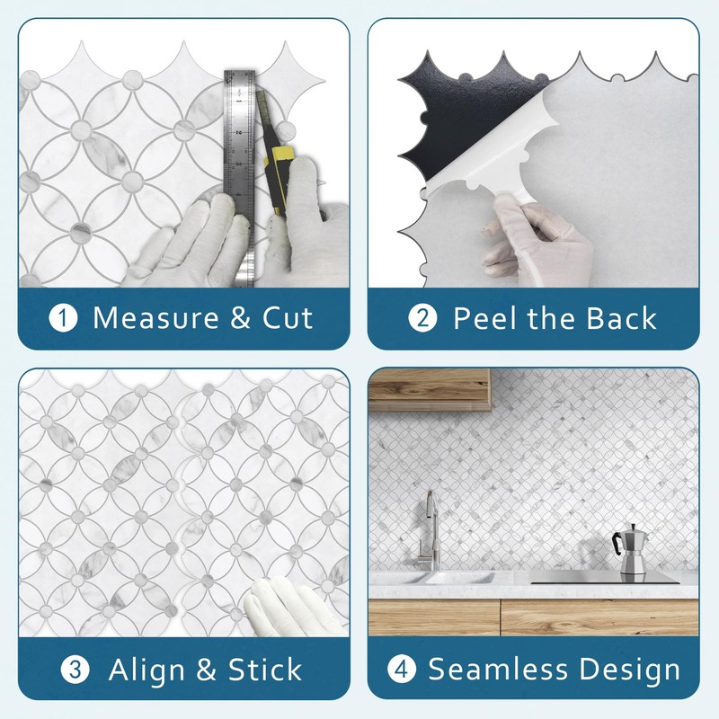 SUNWINGS 10-Sheet Coin Peel and Stick Waterjet Backsplash Self Adhesive