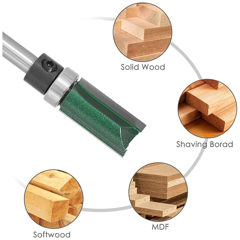 Bestgle 4pcs 1/4” Shank Top Bearing Flush Trim Pattern Router