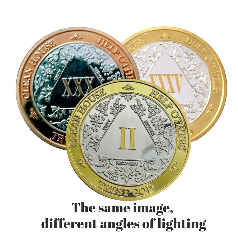 MYRECOVERYSTORE Silver & Gold 1-60 Years Alcoholics Anonymous Medallion AA