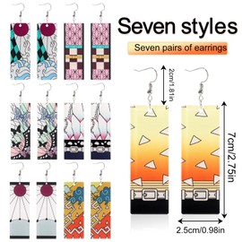 WKxinxuan Demon-Slayer Earrings, 7 Pairs of Demon-Slayer Earrings, Children, Demon-Slayer Jewellery, Kimetsu no Yaiba Earrings, Girls Earrings, Demons Hunter Earrings, Anime Gifts for Children, One