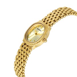 BERNY Gold Watches for Women Oval Ladie's Small Watch Quartz Movement 3ATM Waterproof Female Wrist Watch Small and Exquisite Tools Included -Gold Dail