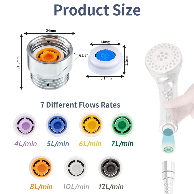 Bamyli 8 Piece Flow Restrictor Water Saver Flow Regulator Kit