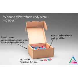 WISSNER® 400 Wendeplättchen in rot-blau aus RE-Plastic, Rechenplättchen für den Mathematikunterricht in der Grundschule, Plättchen