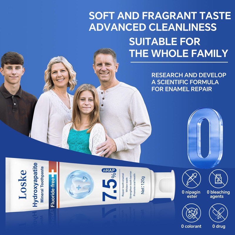 Hydroxyapatite Toothpaste for Stronger Teeth, Natural Remineralization Formula, Fluoride Free