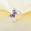 YL Butterfly Rings 925 Sterling Silver Simple Ring Created Amethyst