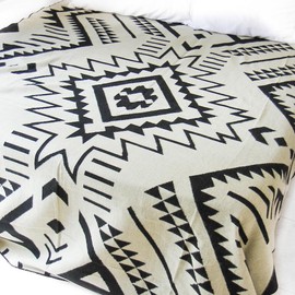 Alpaca Wool Blend Blanket, Black and White, Queen - Quick Dry