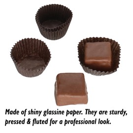 CybrTrayd No.3 Glassine Paper Approximately 100 Pieces – 15/16” Base, 5/8” Wall Candy Cups, Brown