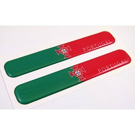 Portugal Portuegese Flag Domed Decal Emblem Resin car stickers 5"x 0.82" 2pc.