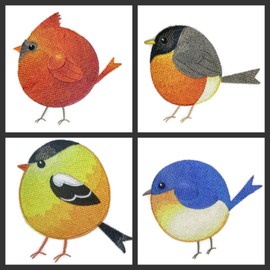 Nature Weaved in Threads, Amazing Baby Birds Kingdom (Roly-Poly Cardinal) Custom and Unique Embroidered Iron on/Sew Patch [4.76" X 4.85"] [Made in USA]