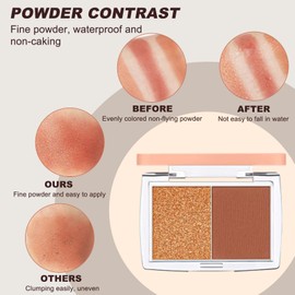 WALULAN 2 Colors Eyeshadow Palette, Glitter Shimmer Eyeshadow Palette, Earth Color Matte Toned Powder Eyeshadow Palette, Natural Makeup, Long-Lasting Waterproof