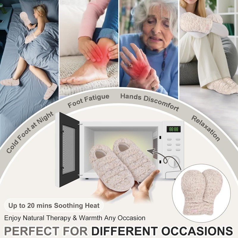SuzziPad Microwavable Heated Gloves and Microwave Slippers, Hand Heating Pad