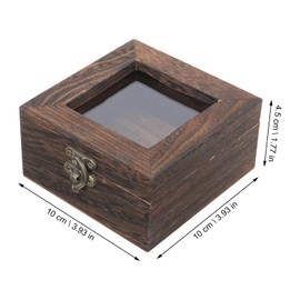 Mipcase Wood Glass Top Jewelry Display Case Accessories Storage, Wooden Jewelry Tray for Collectibles, Home Organization Box with Metal Clasp and Tempered Glass Top Lid