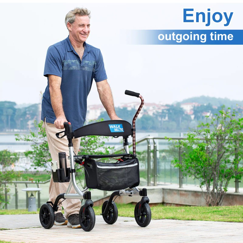 WALK MATE Rolling Walkers for Seniors w/Seat Folding Rollator Walkers