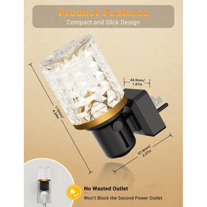 JandCase LED Night Light, Dimmable Night Lights Plug into Wall,