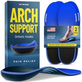 WINIOM Plantillas ortopédicas para fascitis plantar: soporte de arco, amortiguación, plantillas para hombre y mujer. Alivian el dolor de talón y pie. Ideales para pies planos (azul medianoche (2 pares