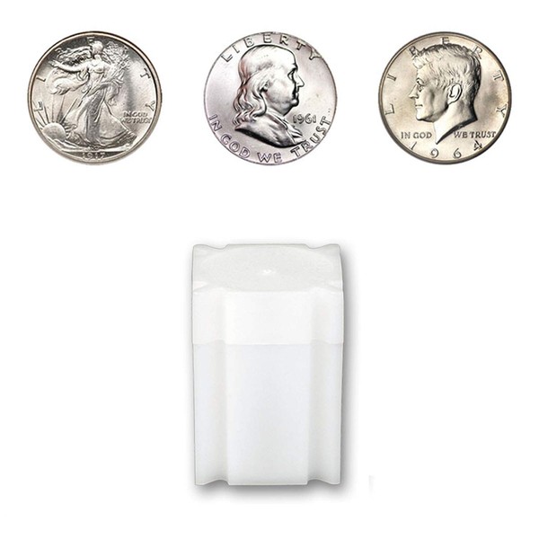 CoinSafe Half Dollar Tube - Each Tube Holds 20ea Walking Liberty, Franklin, and Kennedy Half Dollar Coins