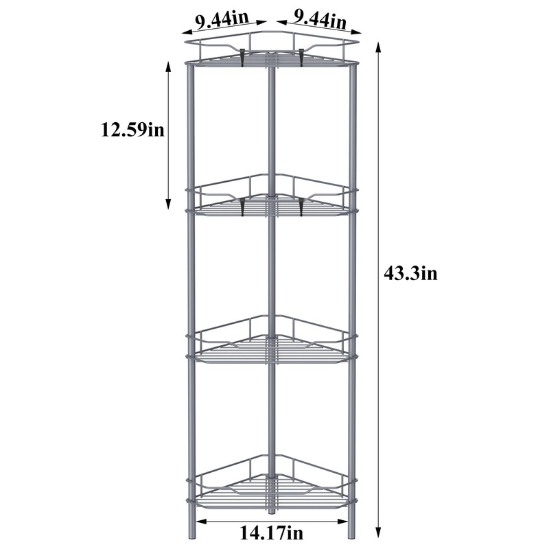 HuggieGems 4 Tier Floor Standing Corner Shower Caddy Organizer Shelf
