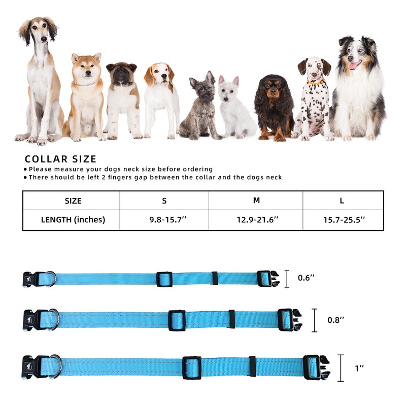 Reflective Nylon Pet Collar with Quick-Release Buckle – Adjustable, Durable,
