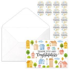 Dunzoom 25 Sets Real Estate Agent Gifts for Clients New Home Congratulations Cards 2025 Thank You New House Card with Envelope and Stickers Closing Gifts for Home Buyers Real Estate Agent Favors