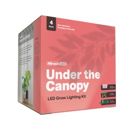 Miracle LED Under The Canopy Indoor Grow Light Kit - Double Plant Yield - Absolute Daylight Red Spectrum 150W Replacement Grow Bulbs & 3-Socket Corded Fixture with SproutMatic Timer (4-Pack)
