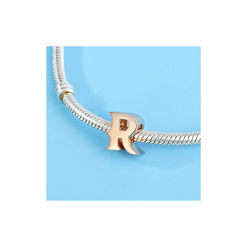 Rose Gold Letter Charms Solid Sterling Silver Initial A-Z Alphabet