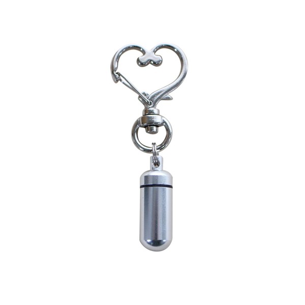 Heart Holder Hook Cremation Capsule Small Memorial Capsule Urn Keychain Pet Memorial (Silver)