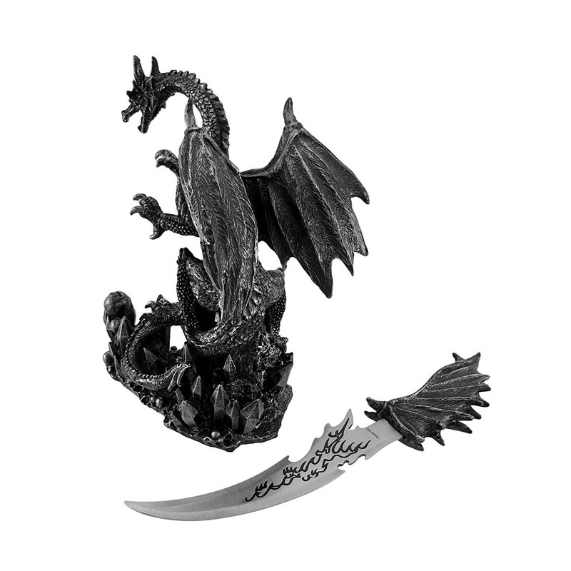 Private Label Cool `Obsidian Blade` Dragon Dagger and Holder Goth