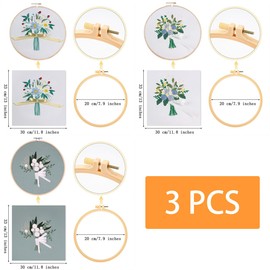 Traziewell Embroidery Sets for Adults Beginner Embroidery Kit 3 Sets Embroidery Craft Kits for Adults Including Cloth with Floral Patterns Colored Threads Needles Hoops and Instructions 1921