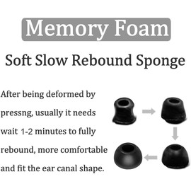 Foam Ear Tips Noise Canceling Memory Foam Eartips Ear Cap Replacement Ear Tip Compatible with Echo Buds (2021 Release, 2nd gen), L/M/S 3 Size 6 Pairs,Black 2146P