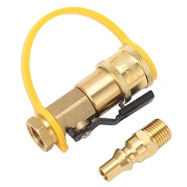 RV Propane Shut-off Valve, Gas Quick Connect Fitting, 1/4" Gas Quick Release Adapter with Shut-off Valve for Camping Stoves, BBQ Connectors and Hoses