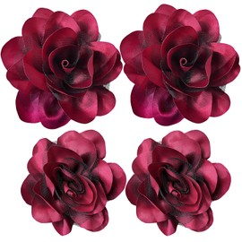 Women's Brooches 4pcs Rose Flower Hair Clip Flamenco Dancer Pin up Mexican Hair Flowers Clips Hairpin Brooch Tea Party Hats Headpieces (burgundy)