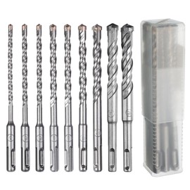 HPMAISON SDS Plus Rotary Hammer Drill Bit Set, 5PCS Cross Drill Bits Hammer Impact Drill Bit for Drilling Stone, Concrete, Brick Wall, Cement, Masonry 5mm/5.5mm/6mm/7mm/8mm x 160mm