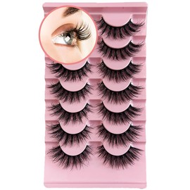 Marfs Eyelashes Premium False Wispy Lashes Curl D Eyelashes Natural Look 7 Pairs Thickness 0.07mm Lashes Handmade false eyelash hair 3D Faux Mink Lashes
