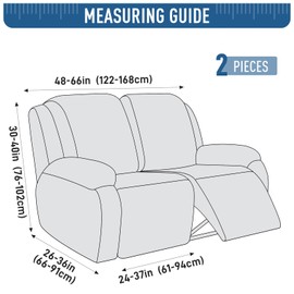 TAOCOCO Recliner Loveseat Cover, Stretch Jacquard Reclining Loveseat Cover Furniture Protector Sofa Slipcovers 2 Seat Recliner Covers with Elastic Bottom for Kids, Pets (Light Blue)