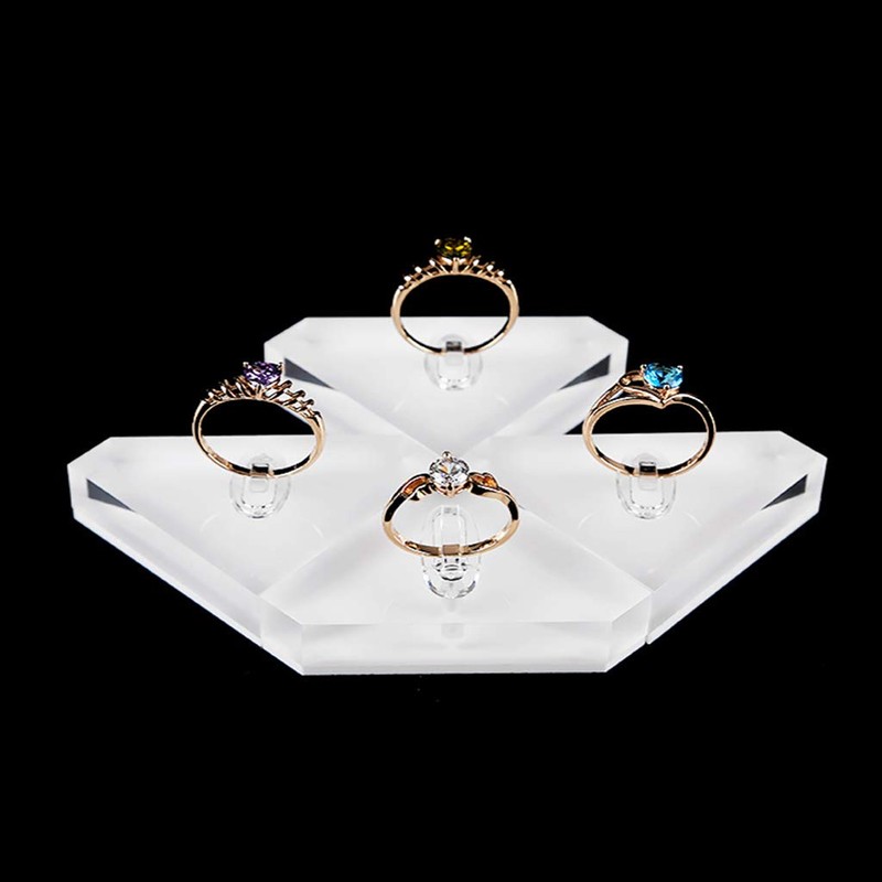 Kodbww Fashion Clear Acrylic Jewelry Holder Crystal Square Ring Storage