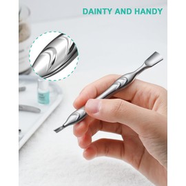 Cuticle Pusher with Fork,2 in 1 Cuticle Trimmer, Premium Stainless Steel Remover Tool for Manicures and Pedicures