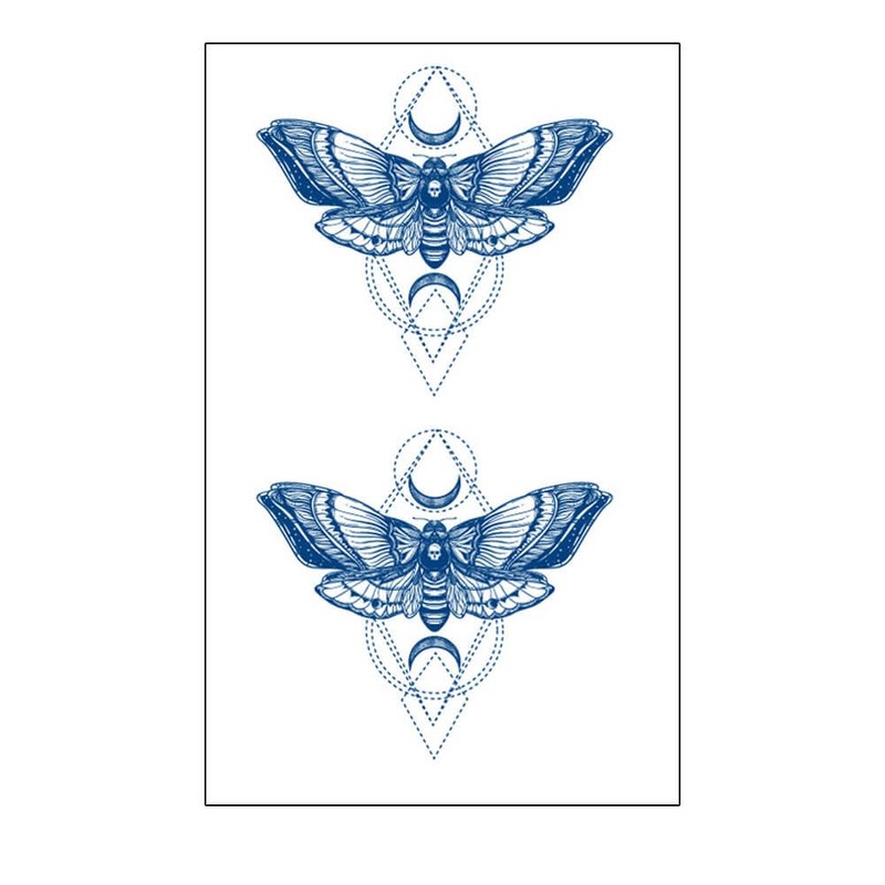 2 Blätter Temporäres Motte Tattoo Mond Motte Tattoo Luna Motte