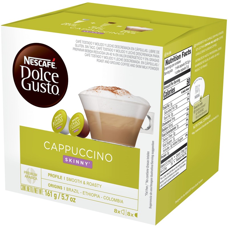 Nescafe Dolce Gusto Pods, Skinny Cappuccino, 16 capsules, Pack of